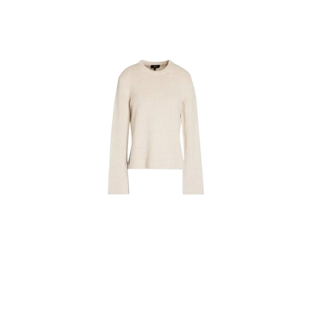 Theory Cashmere Wool Blend Bouclé Knit Sweater Beige Long Sleeve Small Women's - Picture 1 of 11